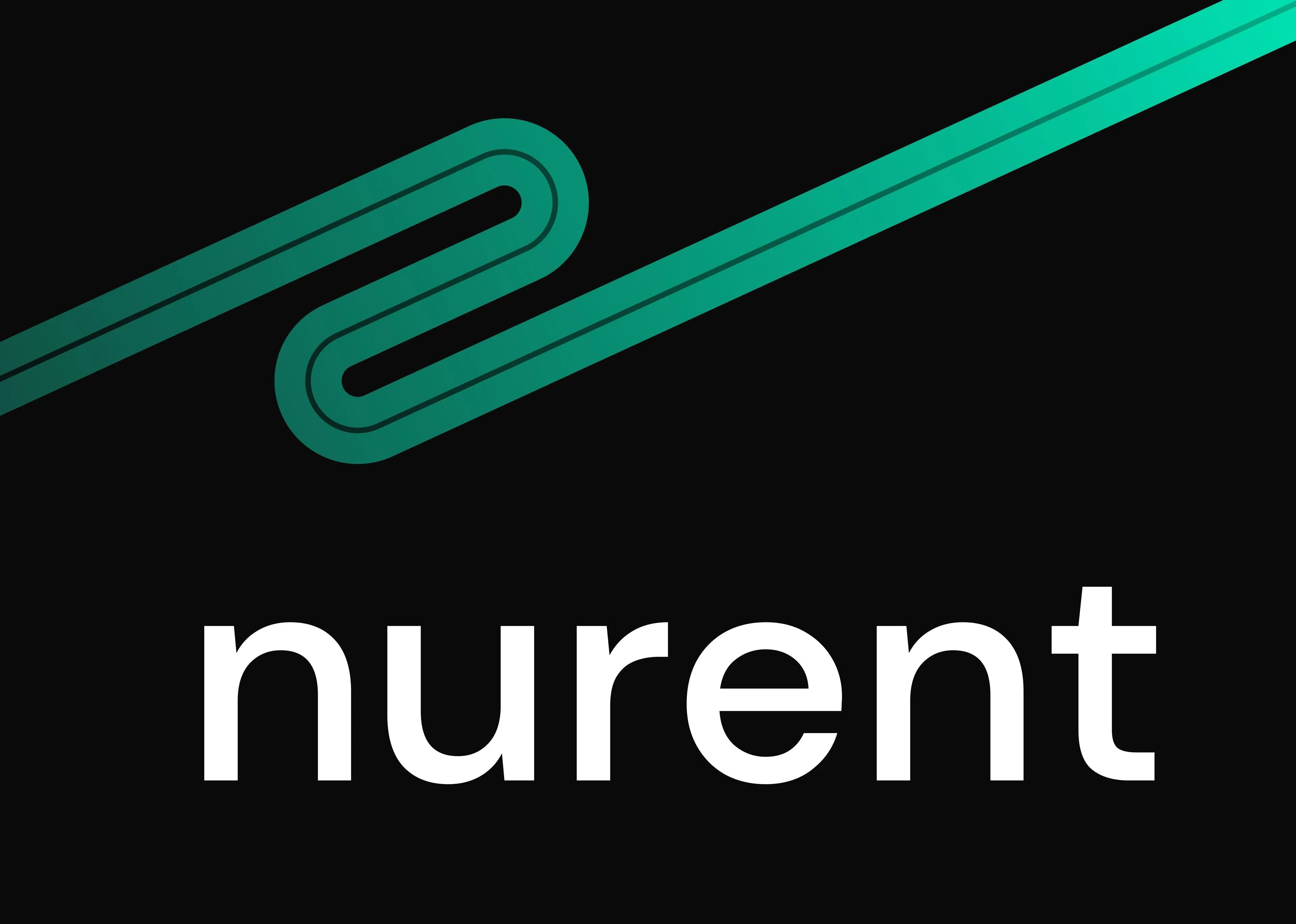 The Nurent brand mark and wordmark, the looping symbol designed to double as the car's unlock control